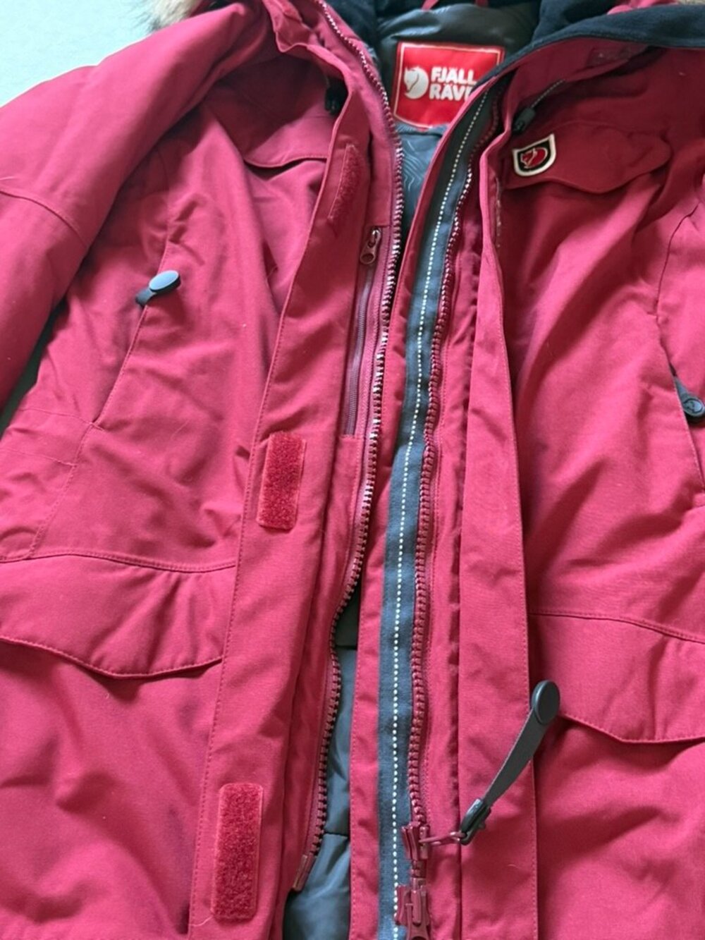 Fjallraven Nuuk Yupik Parka XXS Red Oak Fur Hood Winter Coat - Picture 16 of 16